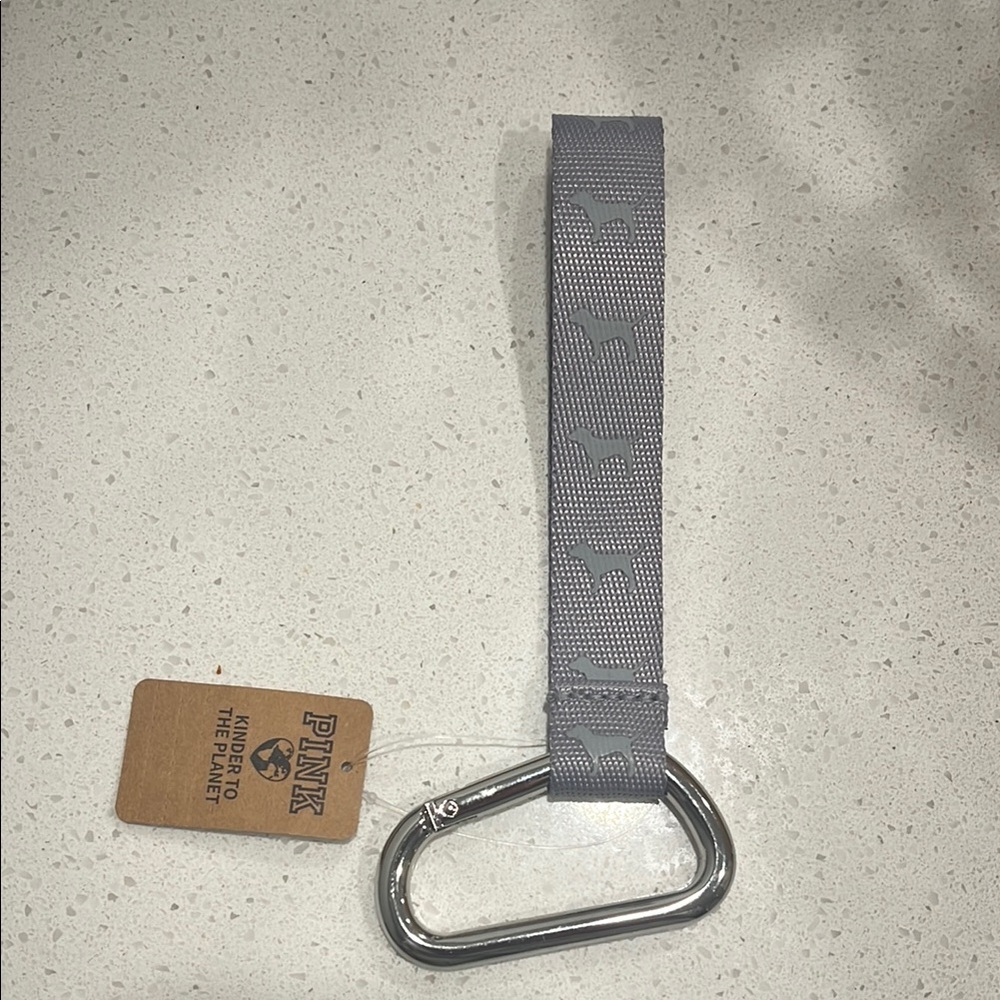 PINK Victoria's Secret Gray Silver Key Holder with D-ring